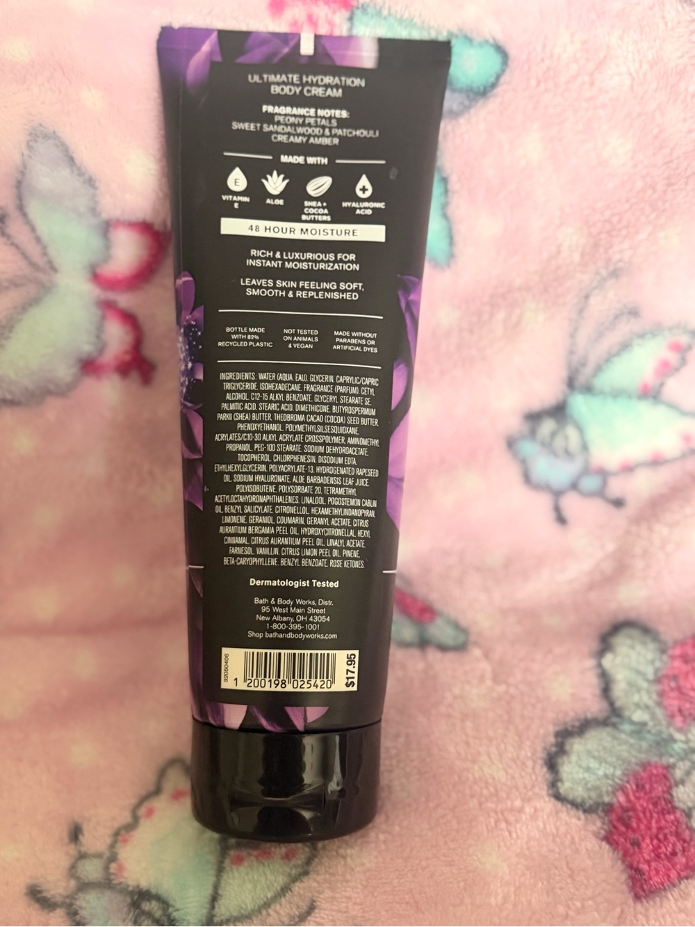 Black amethyst Ultimate Hydration Body Cream - Purple Floral Tube